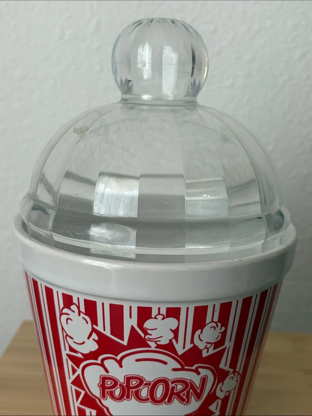 Popcorn Red & White Retro Snack Container with Clear Lid